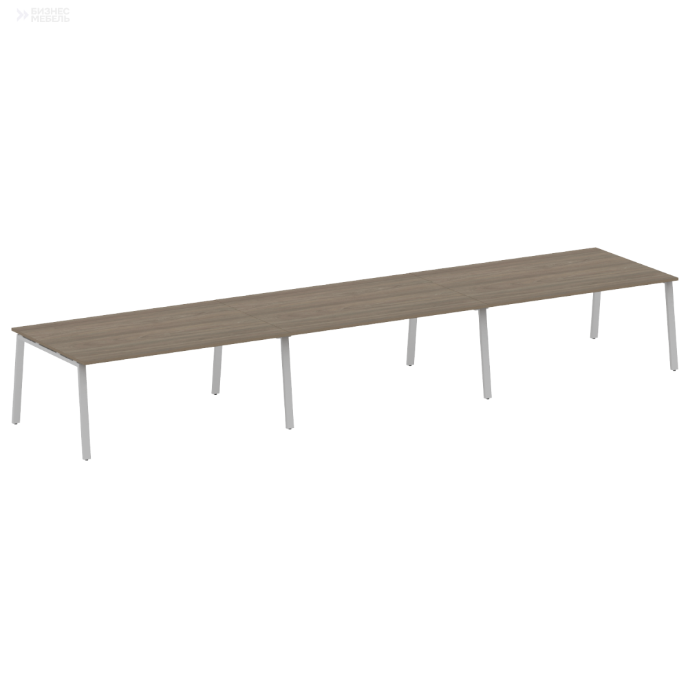 Metal System Переговорный стол 3 столешницы на А-образном м/к БА.ПРГ-3.5 Вяз Благородный/Металл Серый 5400x1235x750