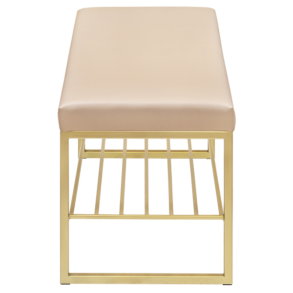 Банкетка RUBY MINI, золотой, экокожа Light Beige, 85x40x45