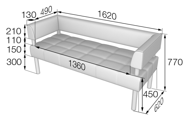MVK11201 Диван 3-местный Bu3-2 Ecotex green