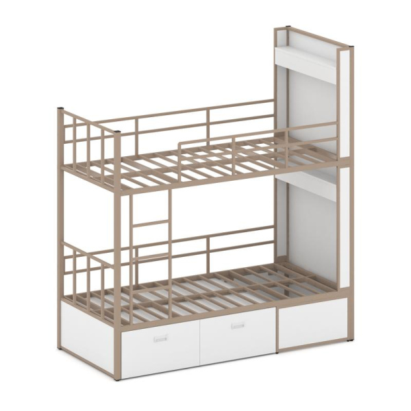 Overnight Кровать 2-х ярусная ON.K2-001 Белый/Металл Латте 2075x950x2260