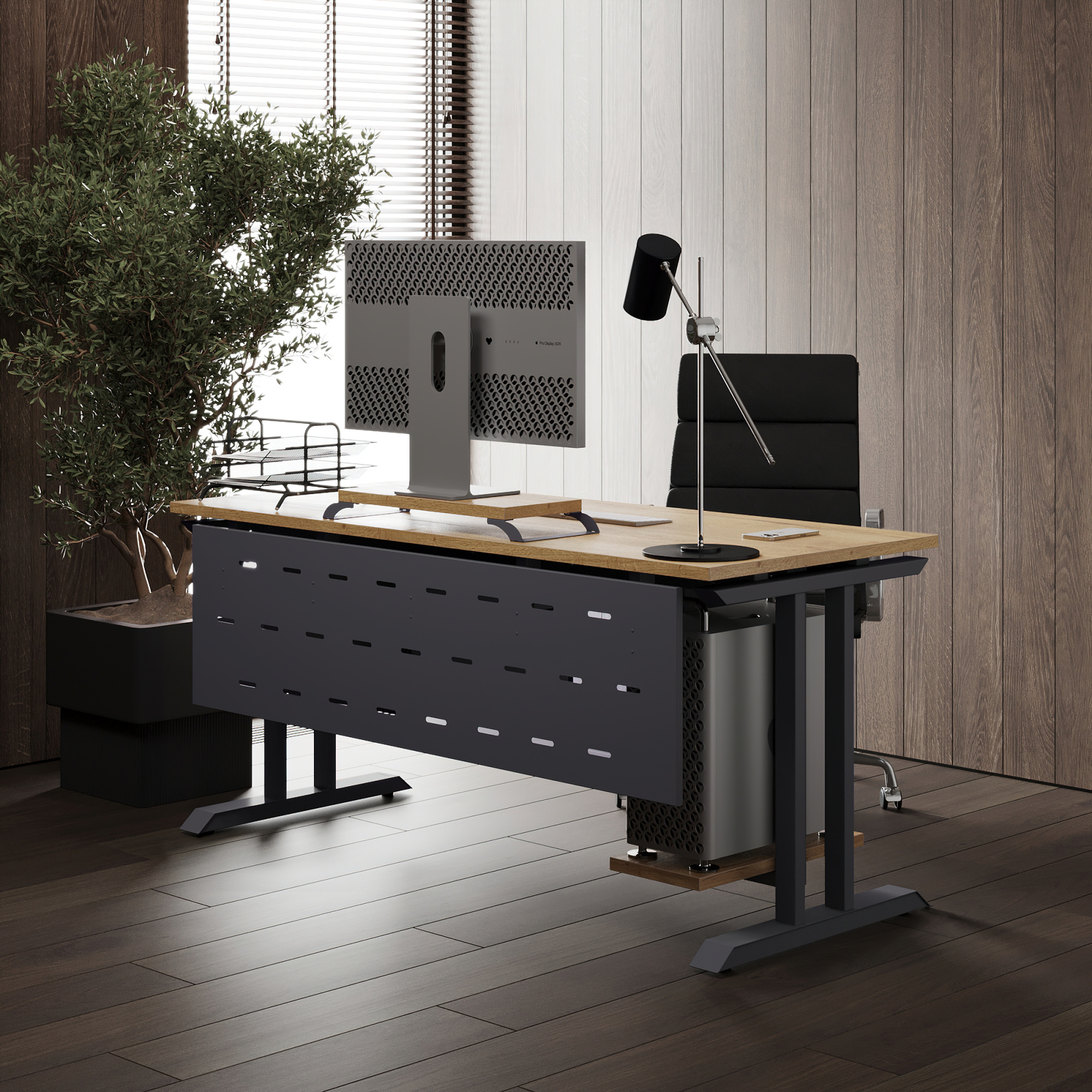 Стол офисный Kobor T-140/70 graphite/natural Стол офисный Kobor T-140/70 graphite/natural