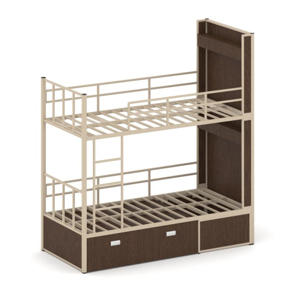 Overnight Кровать 2-х ярусная ON.K2-001 Венге Цаво/Металл Капучино 2075x950x2260