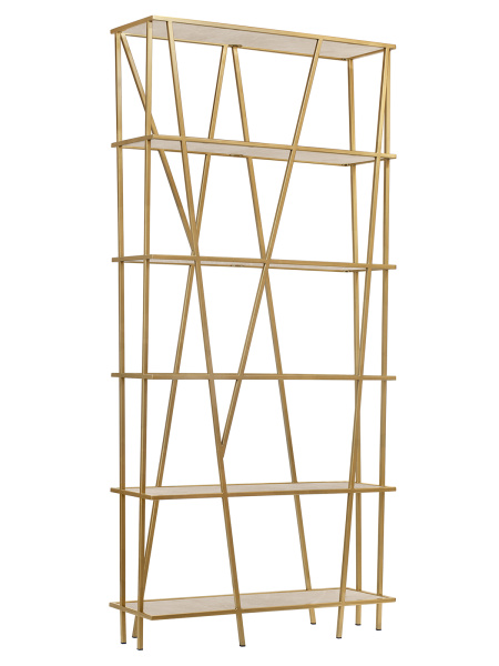 Стеллаж EVA, золотой, керамика Ivory, 90x30x190