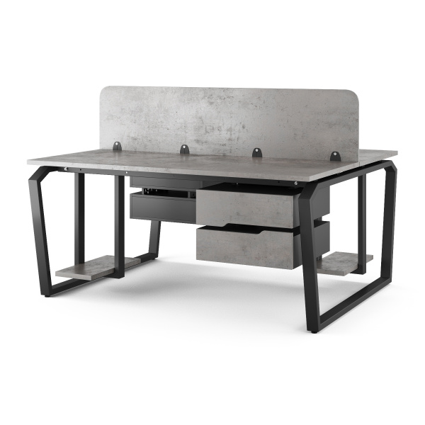 Стол офисный Kobor TB/2-140/120 black/chicago Стол офисный Kobor TB/2-140/120 black/chicago