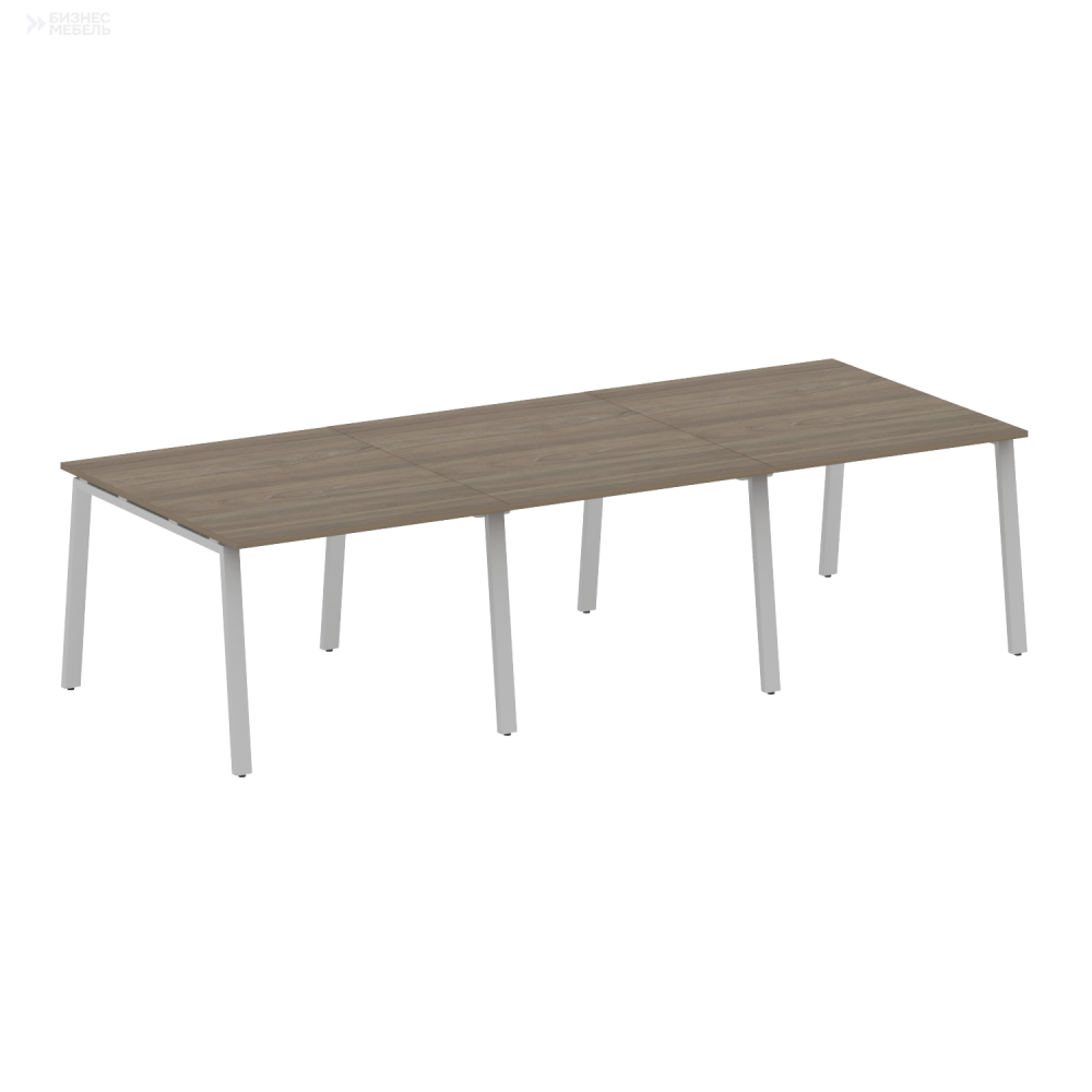 Metal System Переговорный стол 3 столешницы на А-образном м/к БА.ПРГ-3.1 Вяз Благородный/Металл Серый 3000x1235x750