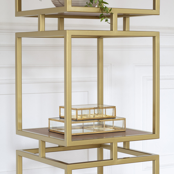 Стеллаж CUBIC-4, золотой, ЛДСП Робиния, 40x40x196,5 Стеллаж CUBIC-4, золотой, ЛДСП Робиния, 40x40x196,5