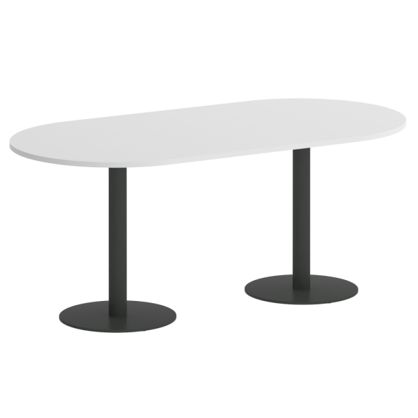 Home Office Стол овальный VR.SP-5-180.1 Белый Бриллиант/Металл Антрацит 1800*900*753 Home Office Стол овальный VR.SP-5-180.1 Белый Бриллиант/Металл Антрацит 1800*900*753