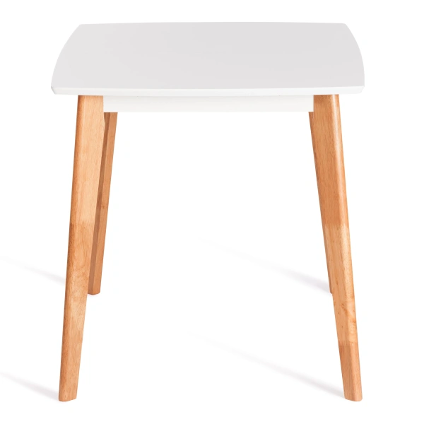 Стол обеденный раскладной Claire столешница МДФ, опоры дерево гевея, белый / натуральное дерево, 110+30 x 75 x 75см