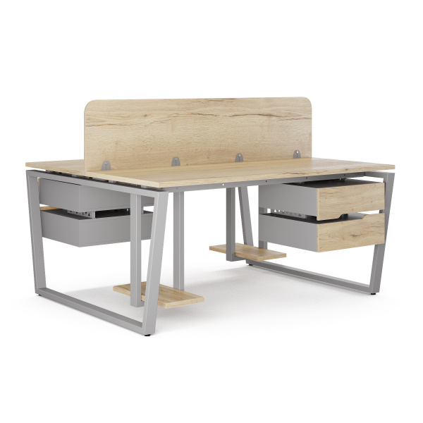 Стол офисный Kobor OTR/2-80/120 aluminum/natural Стол офисный Kobor OTR/2-80/120 aluminum/natural