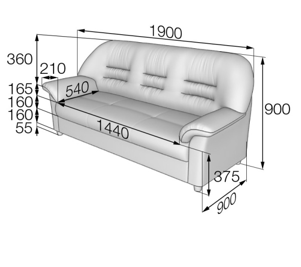 Премьер. Диван 3-местный. Ecotex 3069