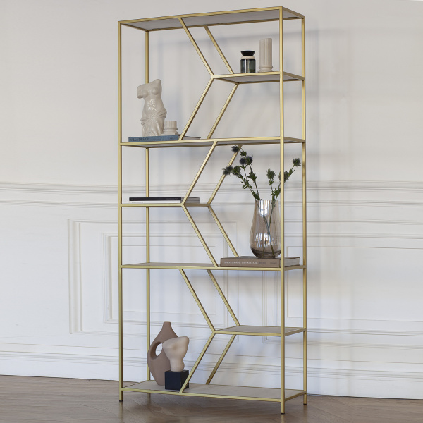 Стеллаж MALTA, золотой, керамика Ivory, 90x30x192 Стеллаж MALTA, золотой, керамика Ivory, 90x30x192