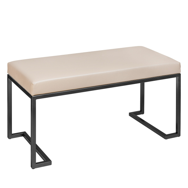 Банкетка OMEGA MINI, черная, экокожа Light Beige, 85x40x45