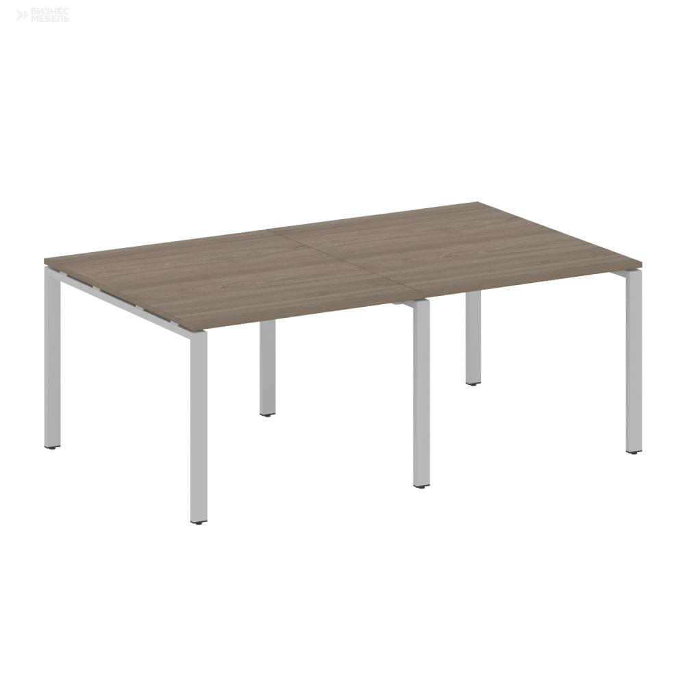 Metal System Переговорный стол 2 столешницы на П-образном м/к БП.ПРГ-2.1 Вяз Благородный/Металл Серый 2000x1235x750