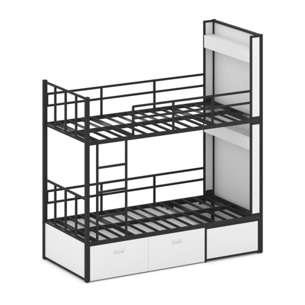 Overnight Кровать 2-х ярусная ON.K2-001 Белый/Металл Черный 207.5х95х226см