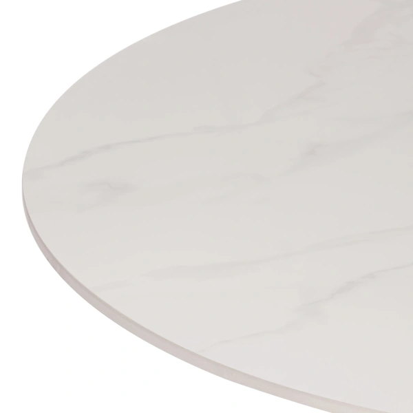 Стол обеденный Tulip/Тулип столешница керамика (глянцевая) / опоры металл, белый/белый, 90х75 см