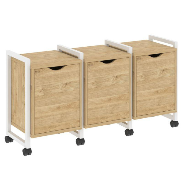 Loft Тумба на колесных опорах VR.L-TN-5.K Тиквуд Светлый/Металл Белый 1440x460x767 Loft Тумба на колесных опорах VR.L-TN-5.K Тиквуд Светлый/Металл Белый 1440x460x767