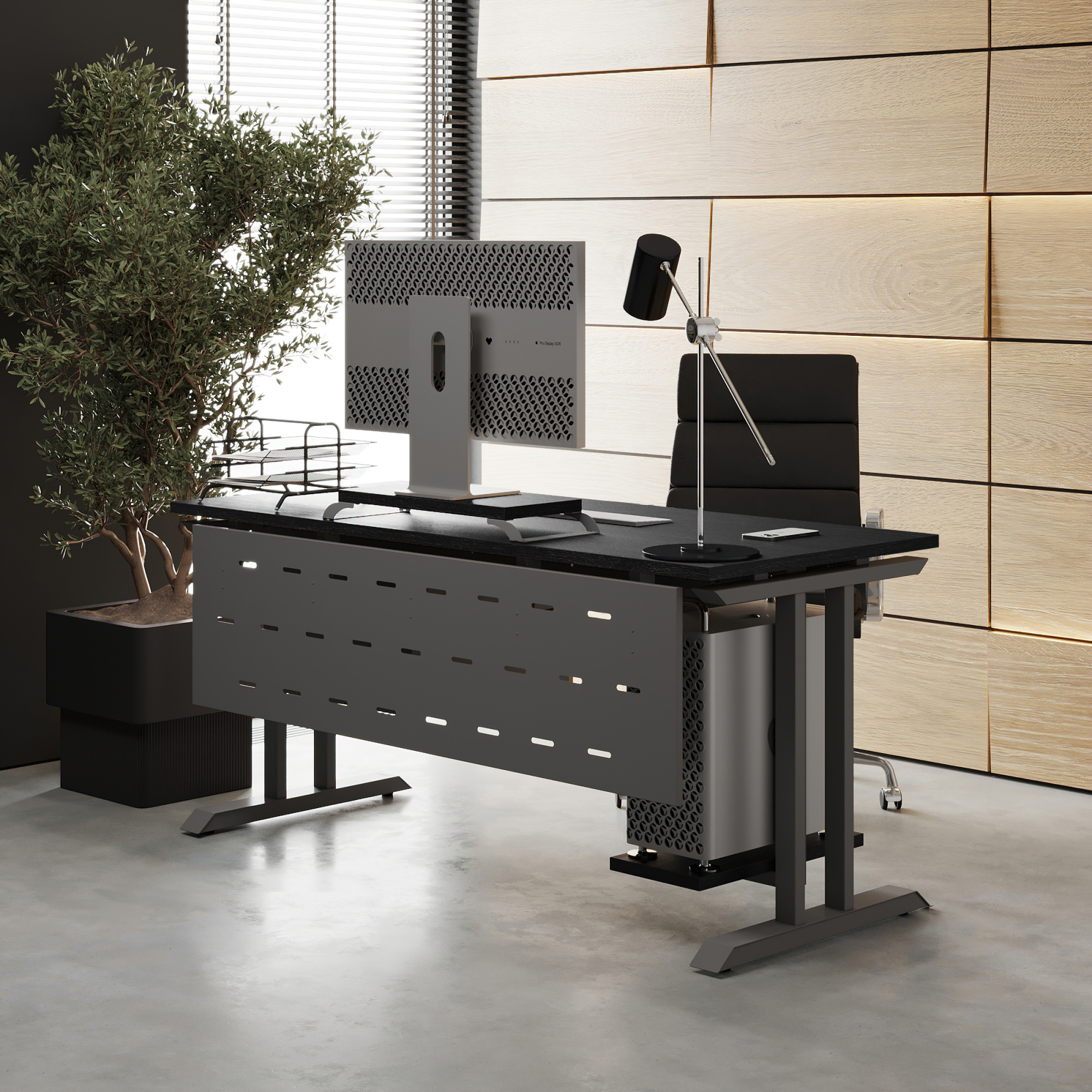 Стол офисный Kobor T-80/70 aluminum/wood