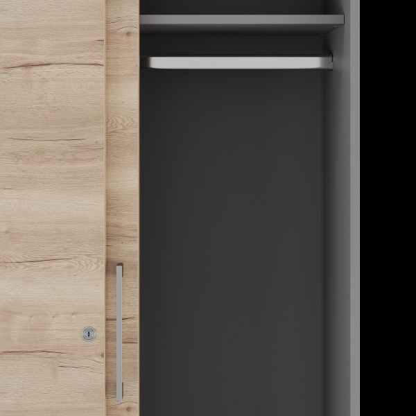 Шкаф-купе гардероб Kobor HKG/5-120/60/M aluminum/natural