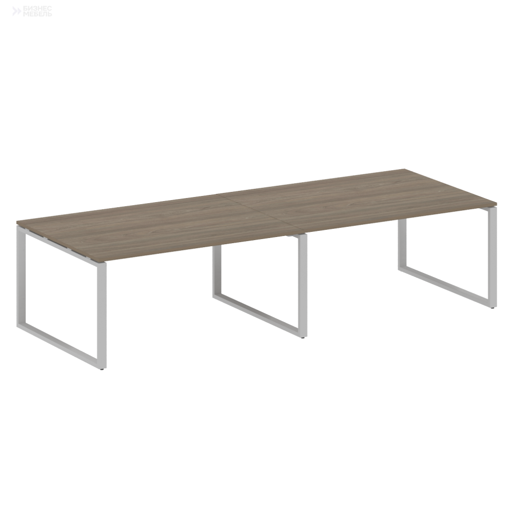 Metal System Переговорный стол 2 столешницы на О-образном м/к БО.ПРГ-2.4 Вяз Благородный/Металл Серый 3200x1235x750
