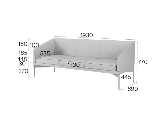 MVK61184 Диван 3-местный Dr3-2 Aura grey