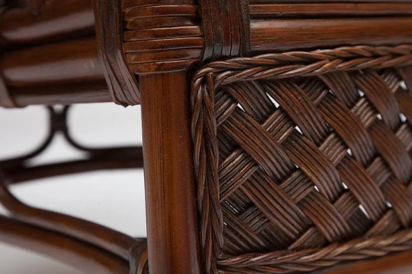 Комплект для отдыха ANDREA (диван + 2 кресла + журн. столик со стеклом + подушки) Pecan Washed (античн. орех), Ткань рубчик, цвет кремовый