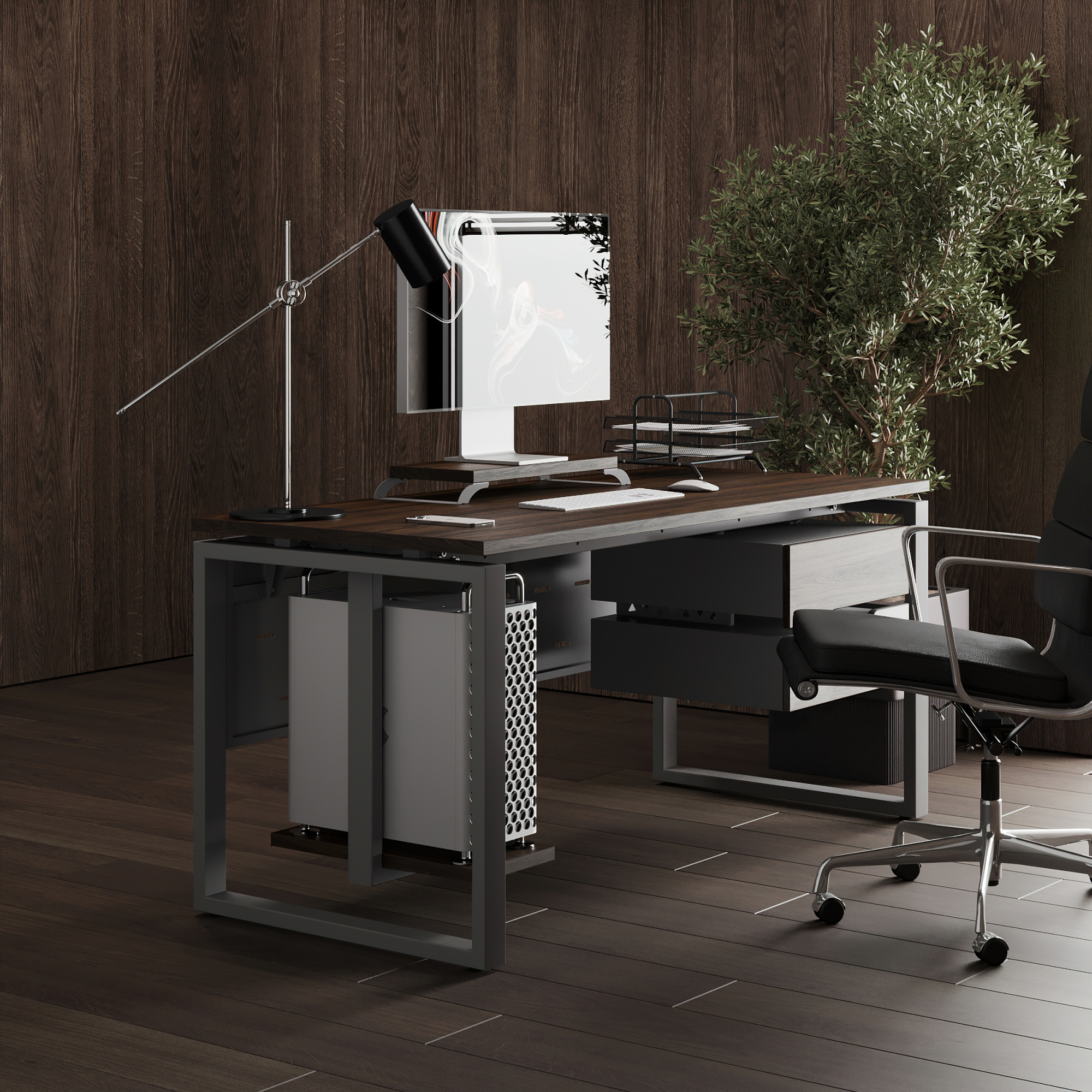 Стол офисный Kobor O1-140/70 aluminum/charlston