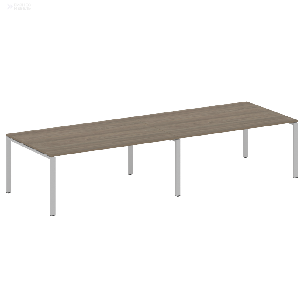 Metal System Переговорный стол 2 столешницы на П-образном м/к БП.ПРГ-2.5 Вяз Благородный/Металл Серый 3600x1235x750