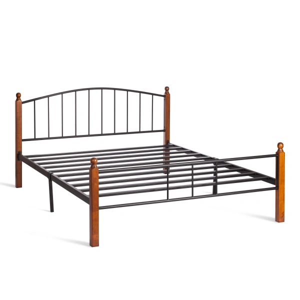 Кровать AT-915 дерево гевея/металл, 160x200 см (Queen bed), красный дуб/черный Кровать AT-915 дерево гевея/металл, 160x200 см (Queen bed), красный дуб/черный