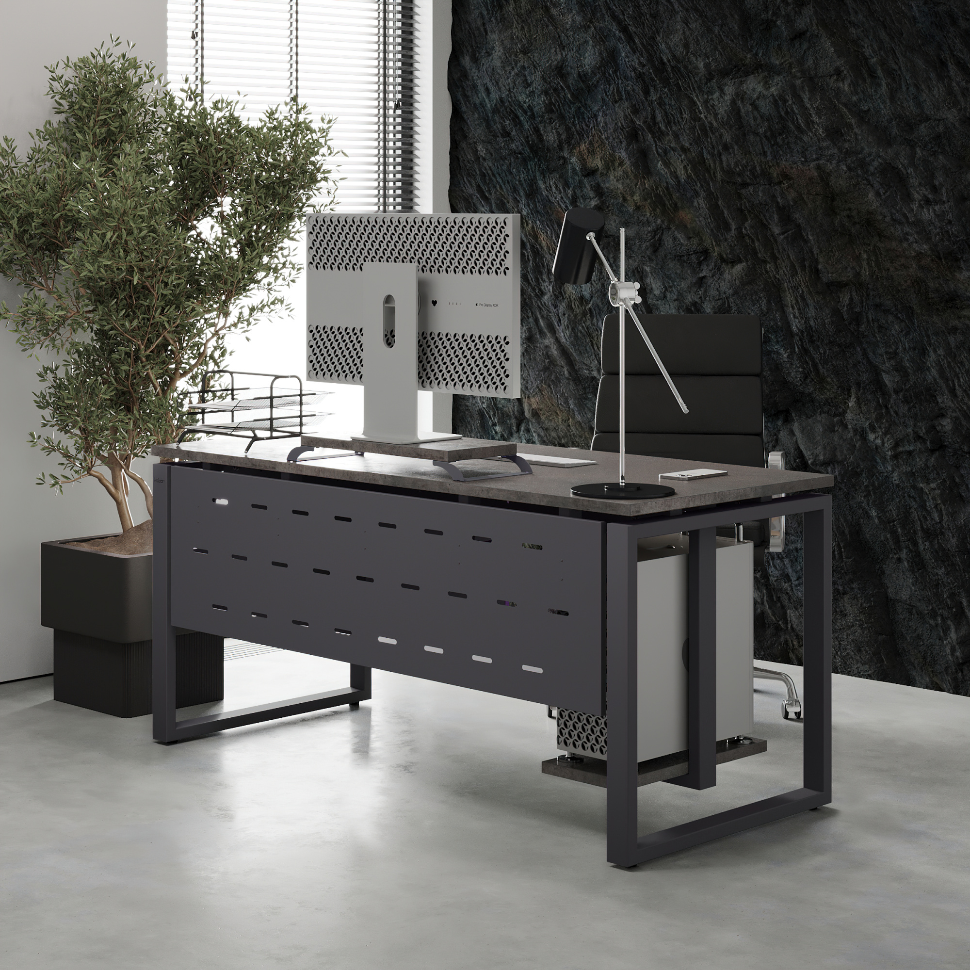 Стол офисный Kobor O1-120/80 graphite/chicago