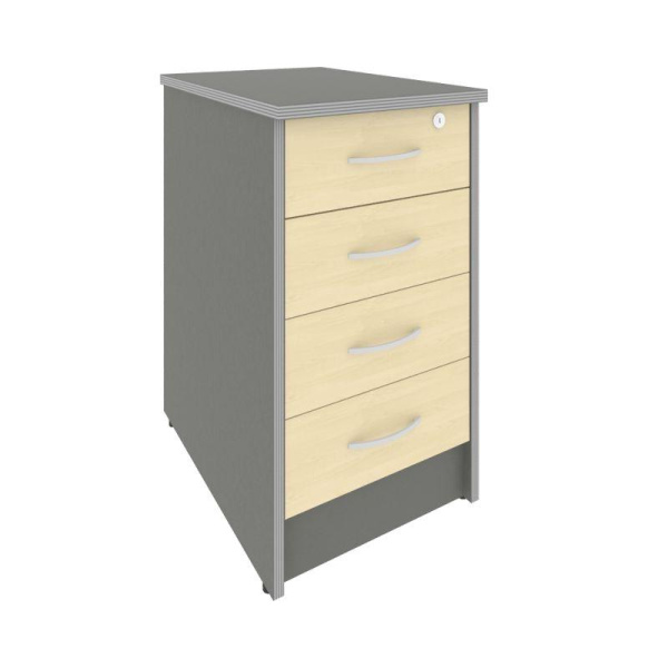 Riva Тумба приставная с фолдингом (4 ящика, с замком) А.ТП-4.1F-S Клен Металлик NEW 412*600*750