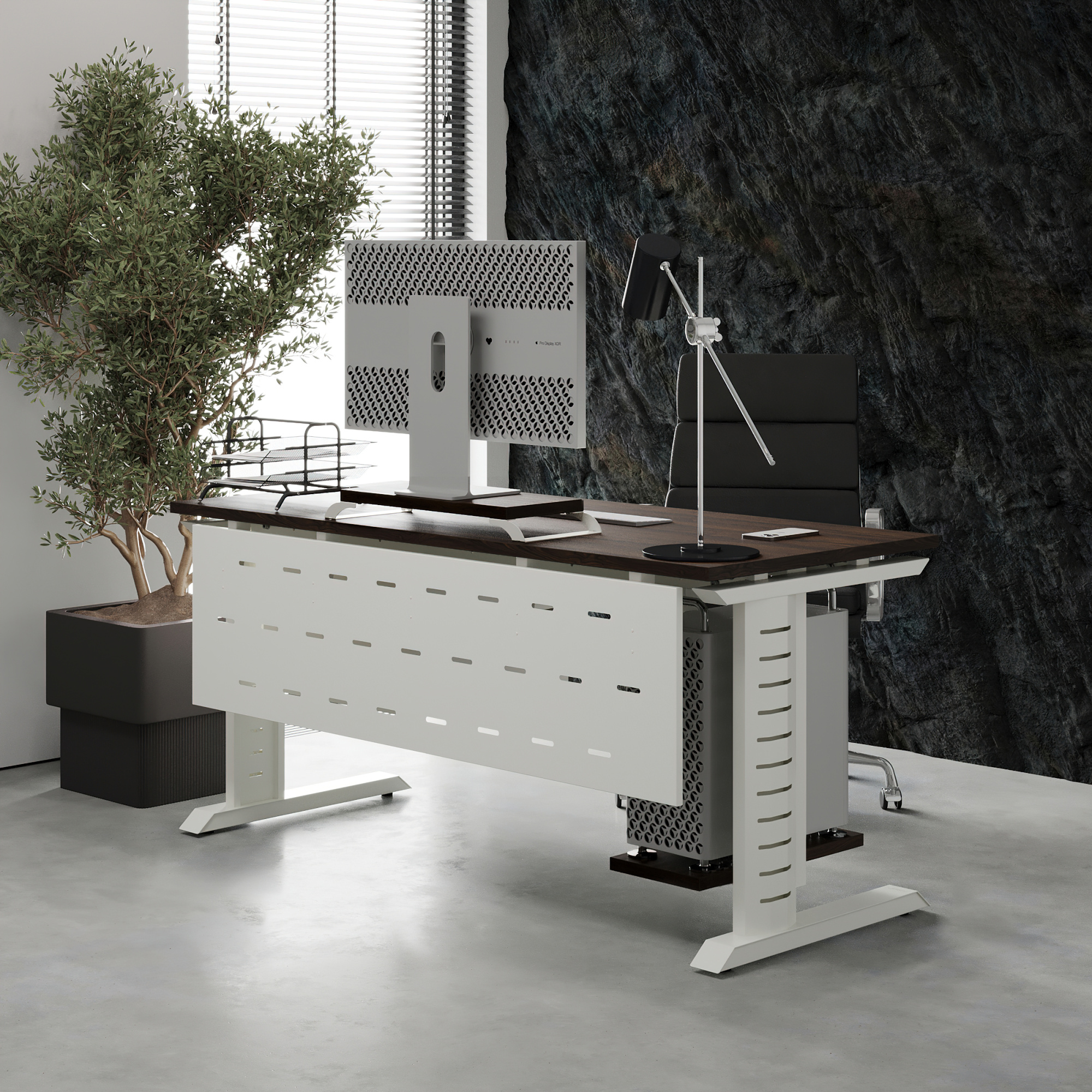 Стол офисный Kobor L2-160/60 white/charlston