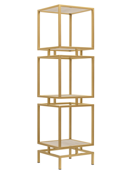Стеллаж CUBIC-3, золотой, керамика Ivory, 40x40x150,5