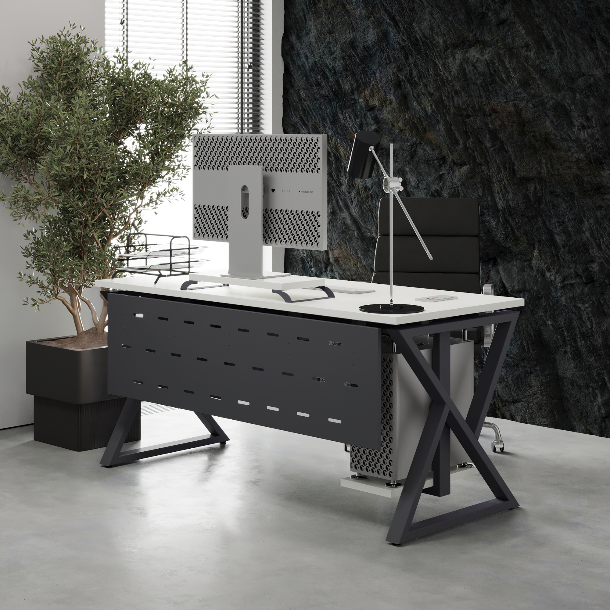 Стол офисный Kobor W-160/80 graphite/premium