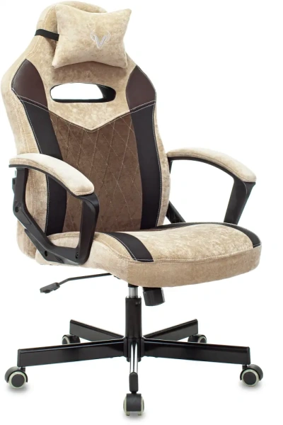 Кресло игровое Zombie VIKING 6 KNIGHT Fabric коричневый/бежевый с подголов. крестов. металл Кресло игровое Zombie VIKING 6 KNIGHT Fabric коричневый/бежевый с подголов. крестов. металл