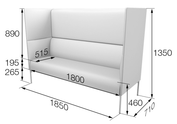 MVK60835 Диван 3-местный высокий Brd3H-2 Sherlock grey