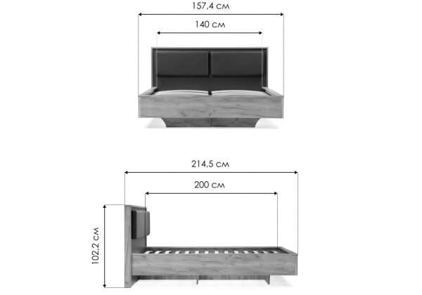 Кровать Клауд 140х200 парящая дуб крафт золотой / антрацит Кровать Клауд 140х200 парящая дуб крафт золотой / антрацит