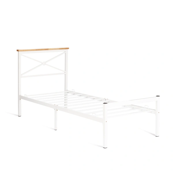 Кровать Iris (mod.9311) дерево гевея/металл, 90x200 см (Single bed), Белый (White)