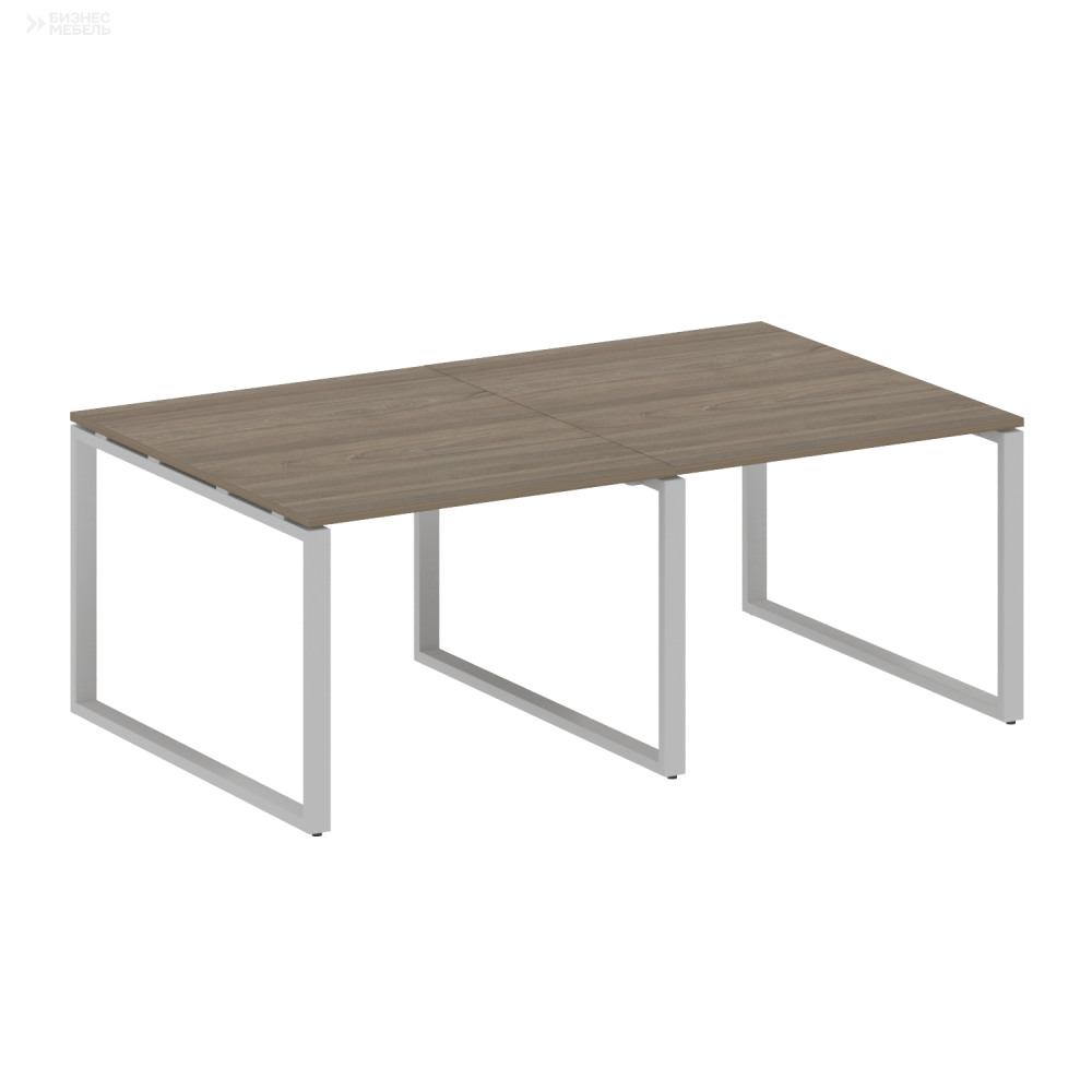 Metal System Переговорный стол 2 столешницы на О-образном м/к БО.ПРГ-2.1 Вяз Благородный/Металл Серый 2000x1235x750
