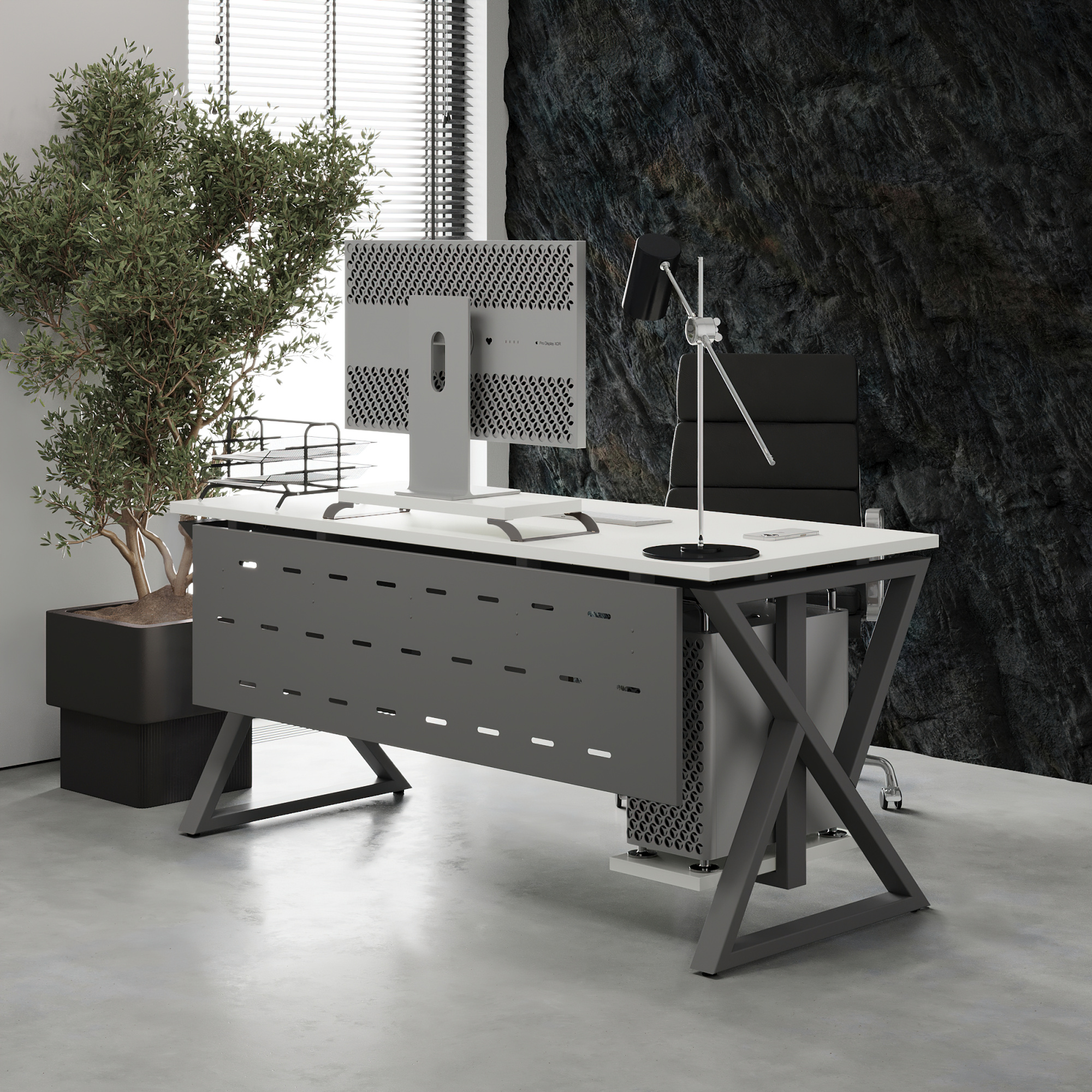 Стол офисный Kobor W-180/80 aluminum/premium