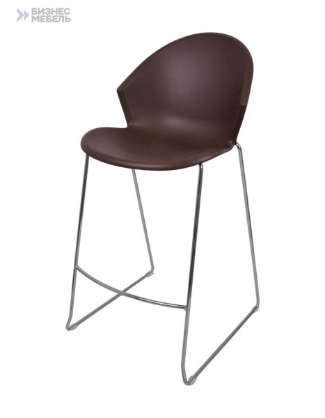 Cтул Smile барный каркас хром коричневый