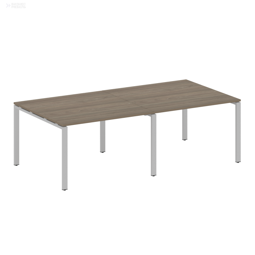 Metal System Переговорный стол 2 столешницы на П-образном м/к БП.ПРГ-2.2 Вяз Благородный/Металл Серый 2400x1235x750