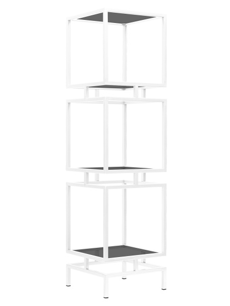 Стеллаж CUBIC-3, белый, тонированное стекло, 40x40x150,5