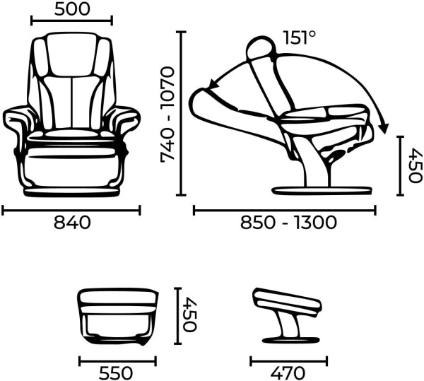 Кресло реклайнер FALTO Zuel (оттоманка, натуральная кожа, зеленый)